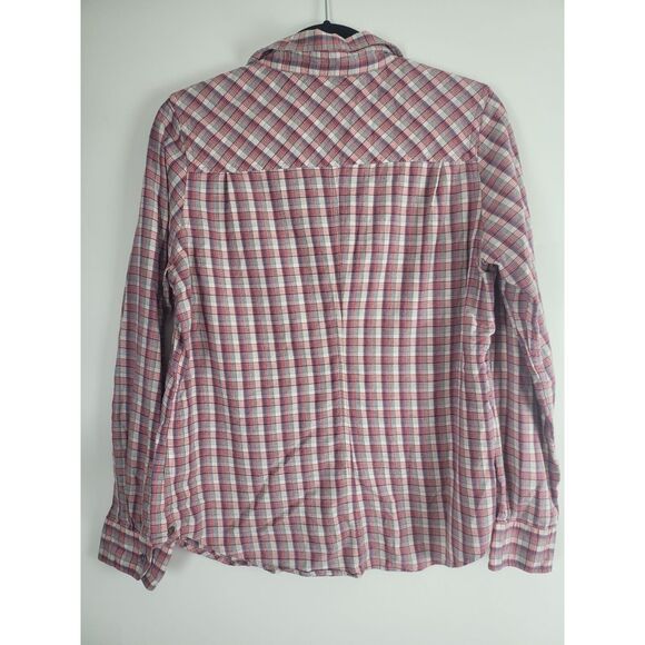 Pendelton Button Front Shirt L Womens Red White Grey 100% Cotton Pocket - Picture 7 of 9